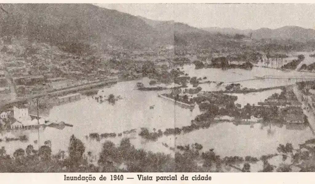 Enchente de 1940 na véspera do Natal fez Rio Paraibuna, em Juiz de Fora, transbordar