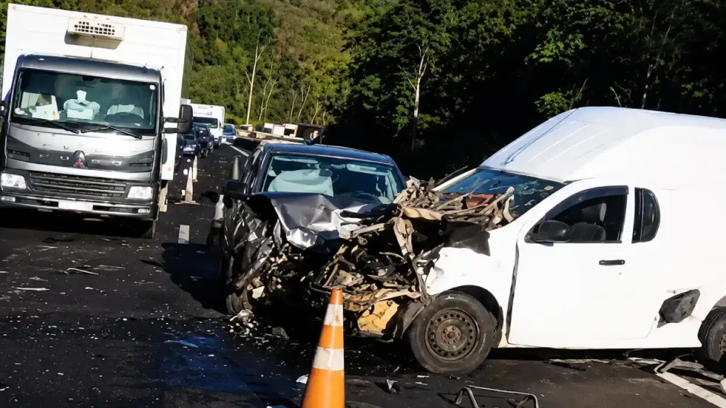 Acidente entre quatro veículos deixa cinco feridos na BR-040 em Juiz de Fora 5 acidente br-040 juiz de fora