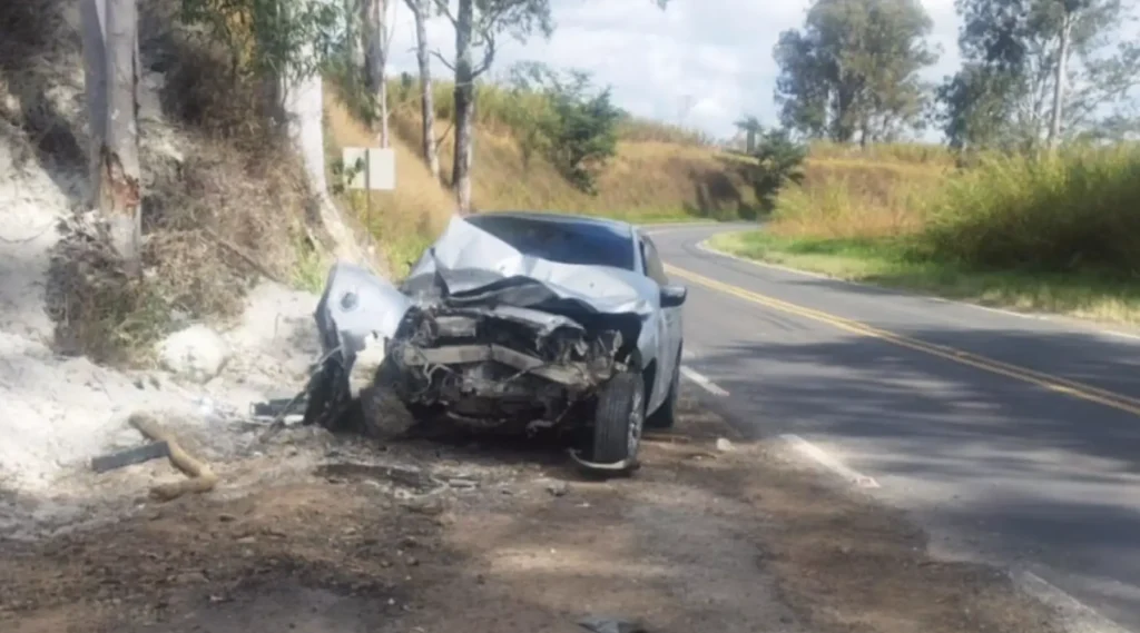 Motorista é socorrido após sair da pista e bater em árvore na BR-267, entre Juiz de Fora e Bicas 4 acidente juiz de fora bicas